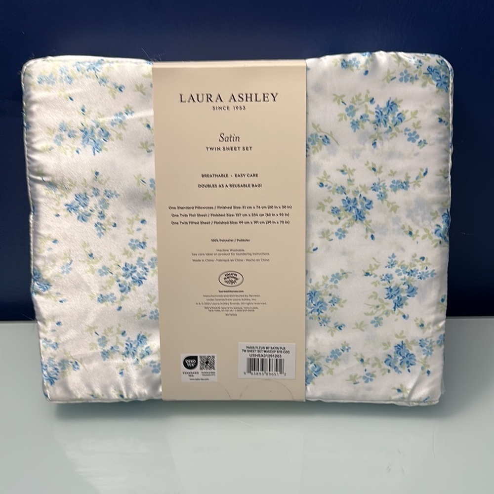 NWT Laura Ashley Satin Twin Sheet Set - Picture 3 of 4